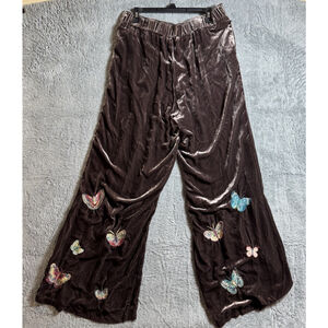 Johnny Was Brown Luciana Velvet Wide Leg Butterfly Pant Size XL MSRP $365 NEW